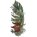 Exotic feather embroidery design showcasing intricate details, ideal for embellishing clothing and accessories.