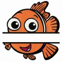 Nemo monogram embroidery design featuring a whimsical aquatic theme, perfect for personalizing t-shirts or baby onesies.