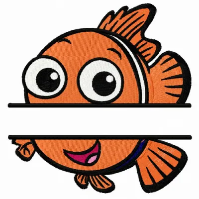 Nemo monogram embroidery design featuring a whimsical aquatic theme, perfect for personalizing t-shirts or baby onesies.