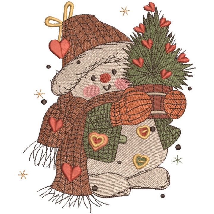 Snowman in love embroidery design - Embroidery Design