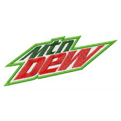 Mountain Dew logo embroidery design preview, showcasing vibrant colors and intricate stitching details for your projects.