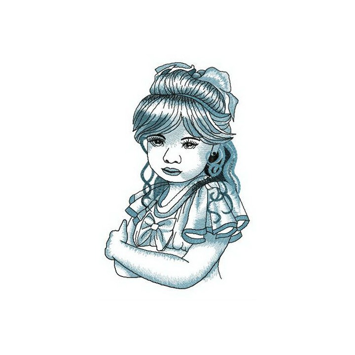 Offended young lady embroidery design - Embroidery Design