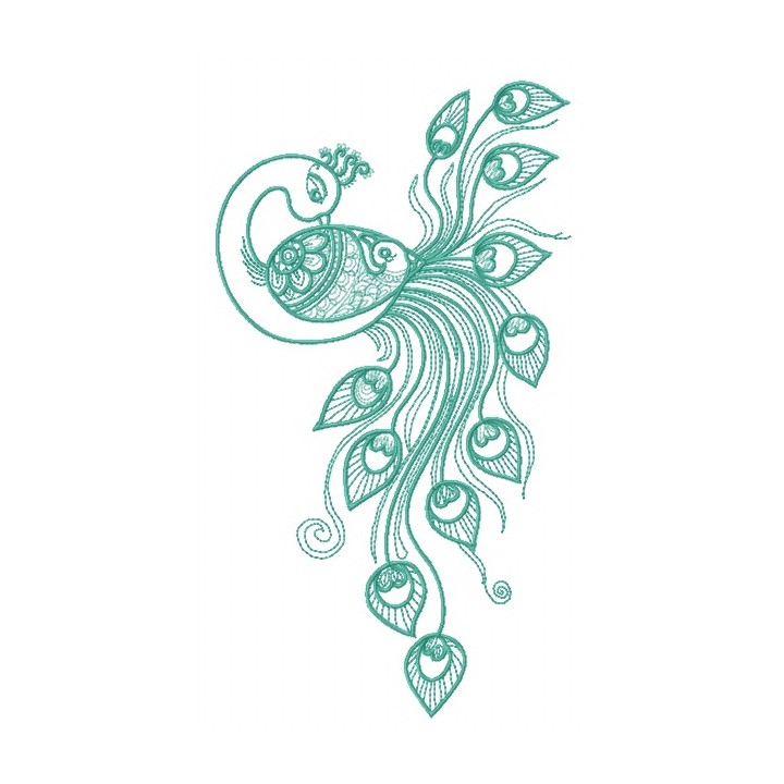 Graceful peacock embroidery design - Embroidery Design