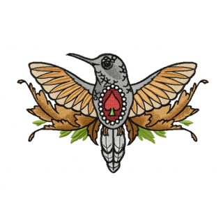 Humming-bird of spades embroidery design - Embroidery Design