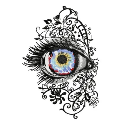 Attractive eye embroidery design showcasing a unique stitching pattern for fashion accessories.