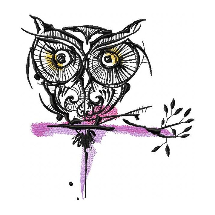 Strange owl 12 embroidery design - Embroidery Design