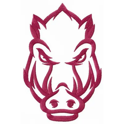 Embroidery design preview of the Arkansas Razorbacks secondary simple logo for stitching on apparel or accessories.