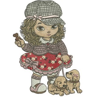 Walking with puppies embroidery design - Embroidery Design