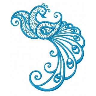 Blue swirl firebird embroidery design - Embroidery Design