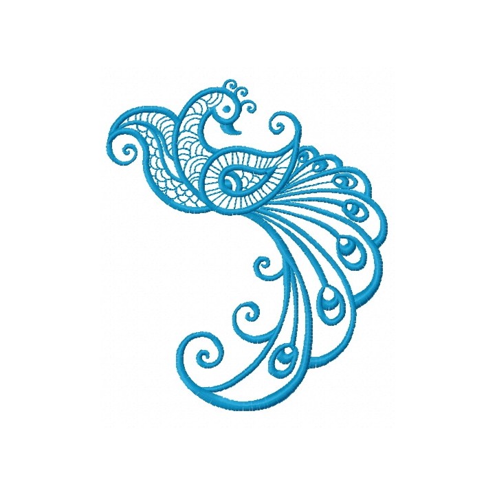 Blue swirl firebird embroidery design - Embroidery Design