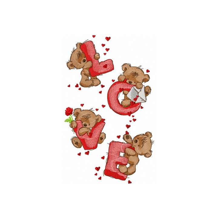 Teddy bears and love embroidery design - Embroidery Design