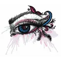 Exotic eye embroidery design showcasing intricate stitching patterns for fashion accessories.