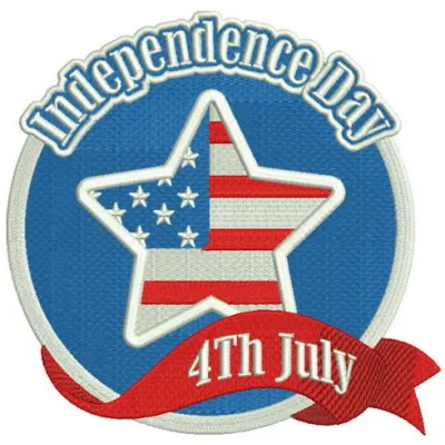 Independence Day embroidery design featuring stars and stripes, ideal for festive projects on t-shirts and bags.