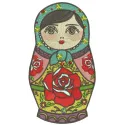 Preview of Matryoshka embroidery design featuring traditional Russian dolls, ideal for various fabric projects.