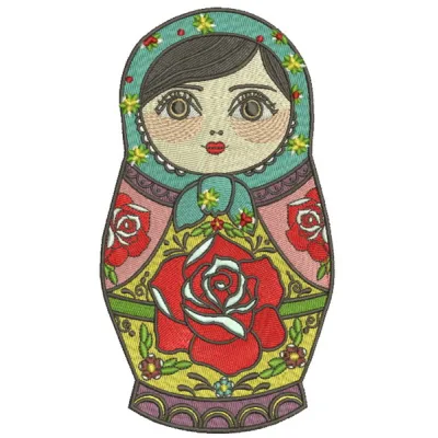 Preview of Matryoshka embroidery design featuring traditional Russian dolls, ideal for various fabric projects.