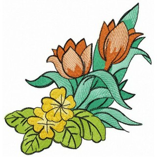 Tulips and daisies embroidery design - Embroidery Design