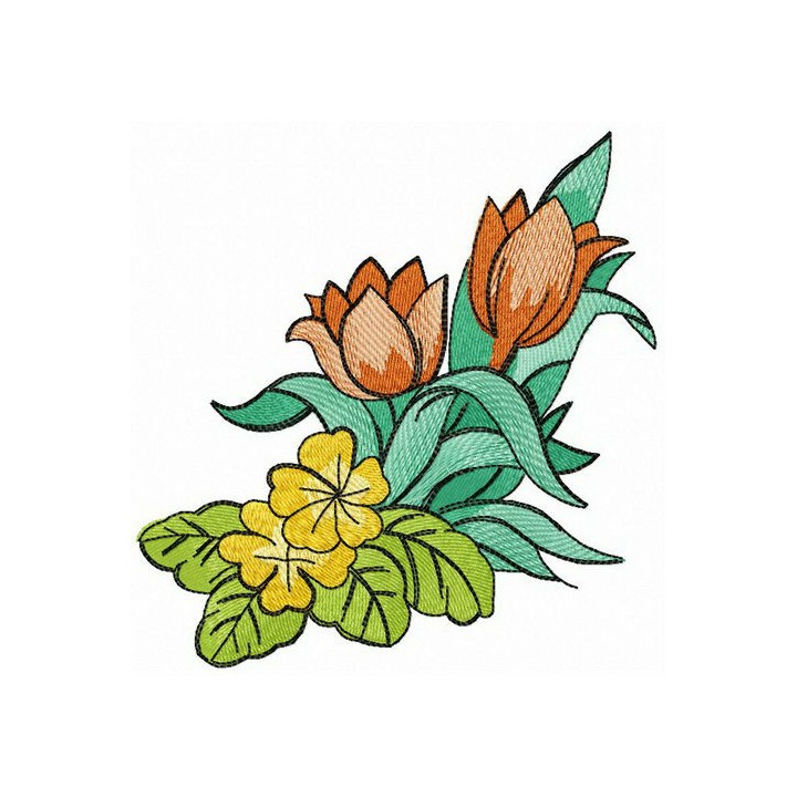 Tulips and daisies embroidery design - Embroidery Design