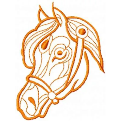 Head horse embroidery design showcasing intricate details, ideal for stitching on apparel and accessories.