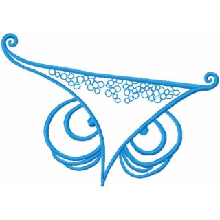 Blue owl head embroidery design - Embroidery Design