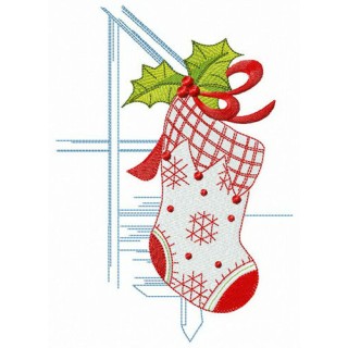 X-mas sock near stairs embroidery design - Embroidery Design