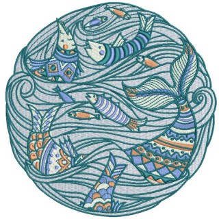 Fish time embroidery design - Embroidery Design