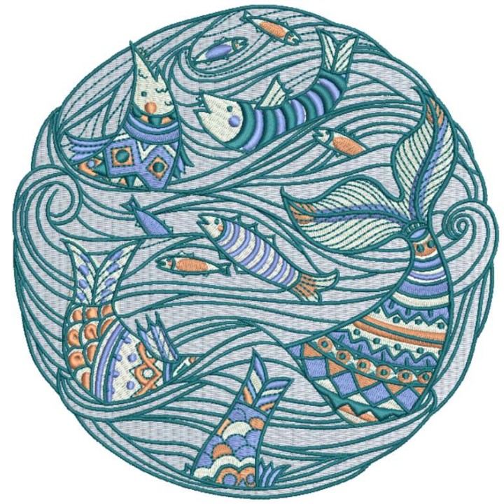 Fish time embroidery design - Embroidery Design