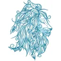 Preview of a blue lion embroidery design showcasing intricate details, ideal for stitching on various fabrics.