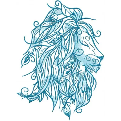 Preview of a blue lion embroidery design showcasing intricate details, ideal for stitching on various fabrics.