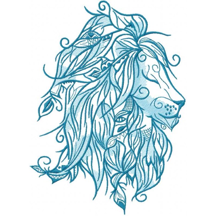 Blue lion embroidery design - Embroidery Design