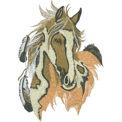 Wild horse embroidery design featuring intricate stitching patterns, ideal for horse lovers and creative projects.