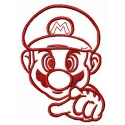 Plumber Mario embroidery design showcasing the beloved character from Super Mario, perfect for stitching on various items.