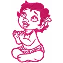 Charming Moana baby girl embroidery design featuring vibrant colors, ideal for onesies and baby blankets.