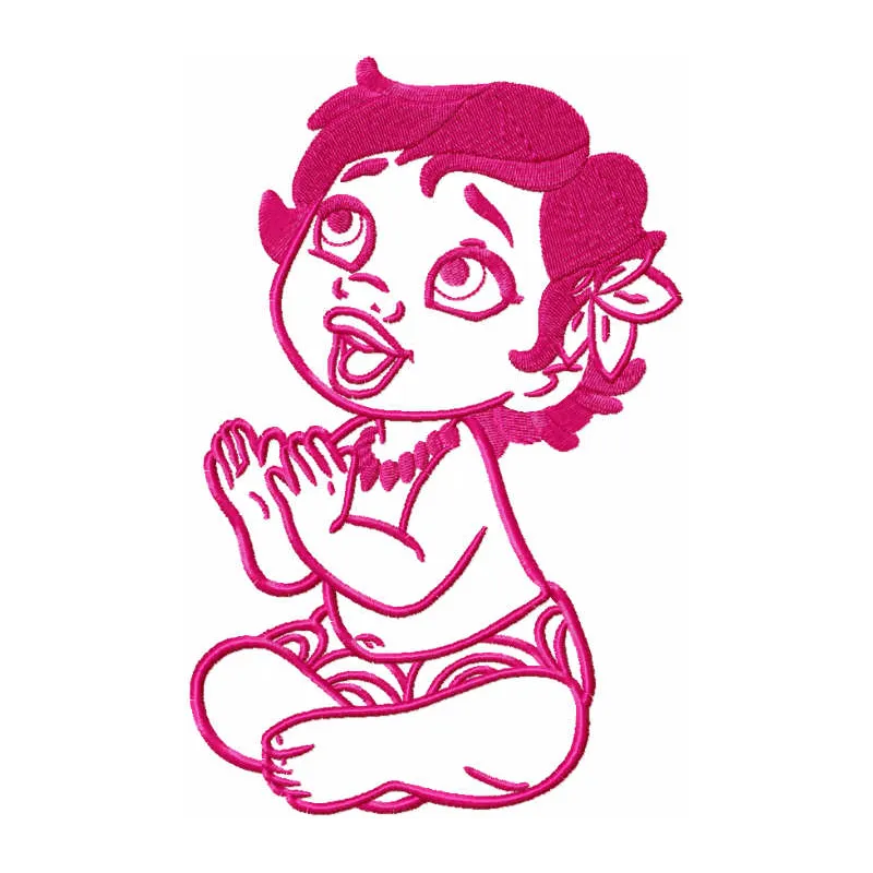 Charming Moana baby girl embroidery design featuring vibrant colors, ideal for onesies and baby blankets.