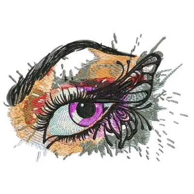 Preview of a winged eye embroidery design featuring intricate stitching patterns, ideal for fashion accessories.