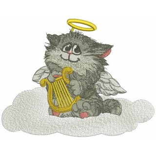 Angelic cat embroidery design - Embroidery Design