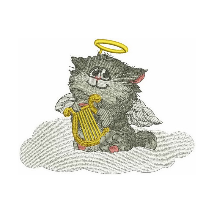 Angelic cat embroidery design - Embroidery Design