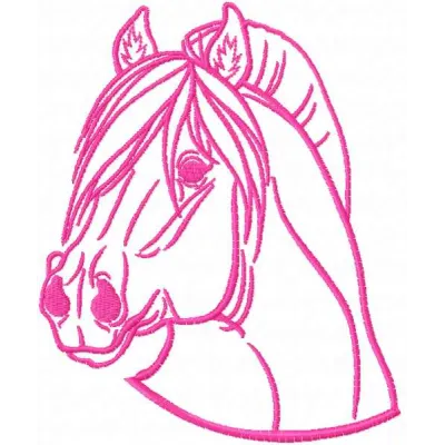 Preview of a pink horse embroidery design, showcasing intricate stitching details, perfect for various fabrics.