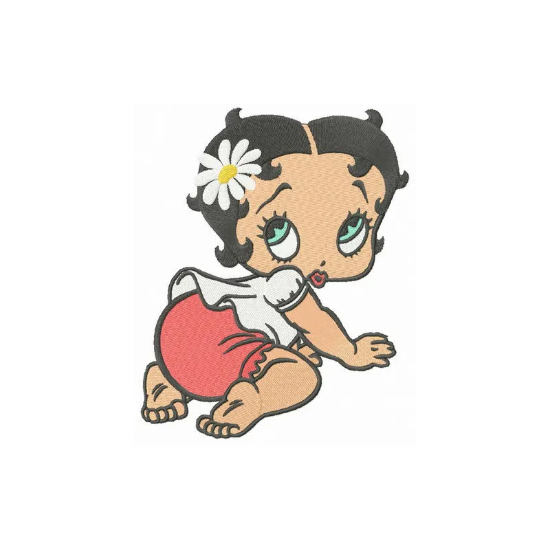 Baby Betty Boop embroidery design featuring a cute and playful motif for stitching on baby onesies or blankets.