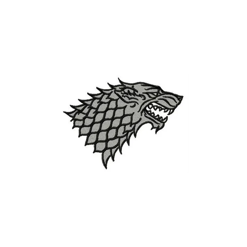 Direwolf Winter is Coming embroidery design featuring intricate details, inspired by Game of Thrones for creative stitching.
