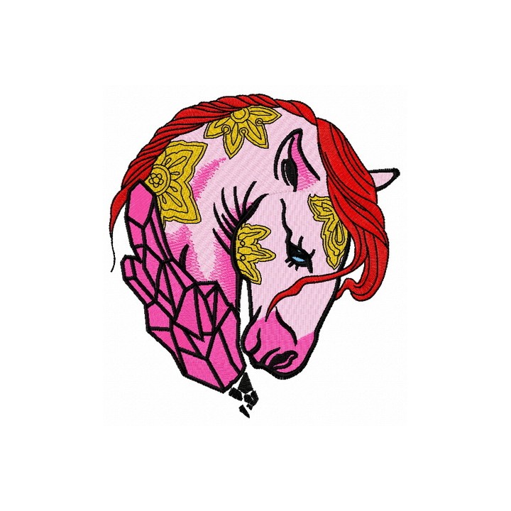 Sad crystal horse embroidery design - Embroidery Design