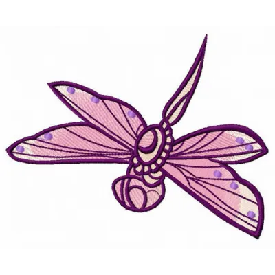 Purple dragonfly embroidery design showcasing intricate stitching patterns for creative projects.