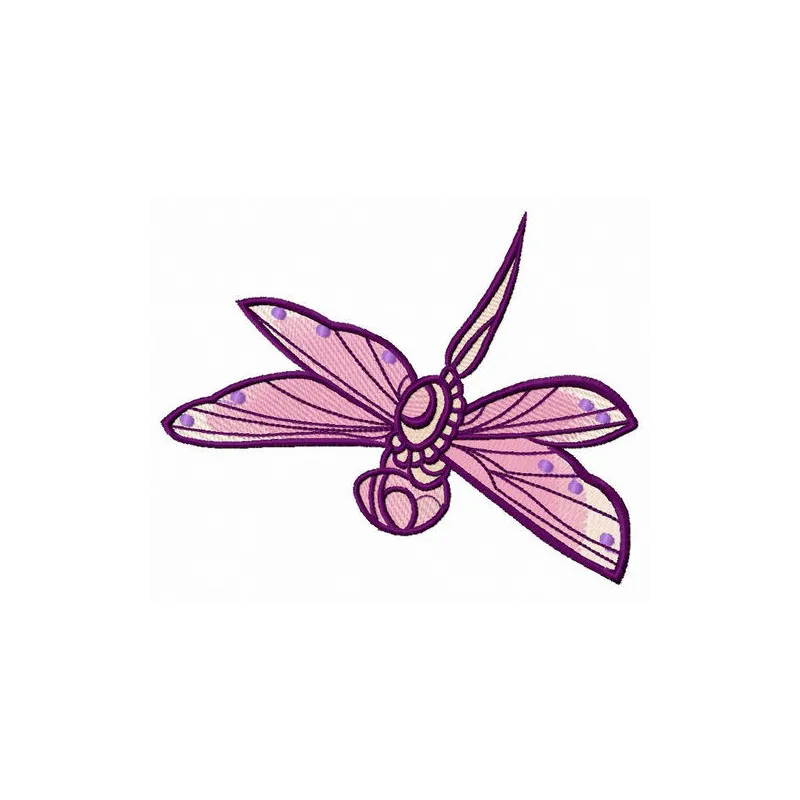 Purple dragonfly embroidery design showcasing intricate stitching patterns for creative projects.