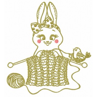 Bunny knitting embroidery design - Embroidery Design