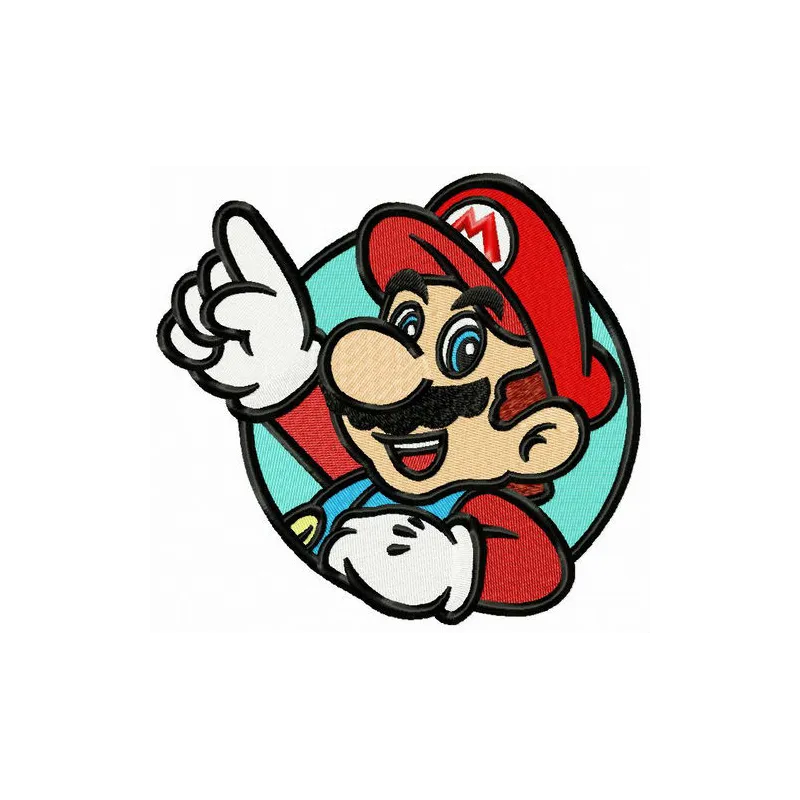 Preview of the Mario Watch Out! embroidery design featuring playful Super Mario motifs for fun stitching projects.