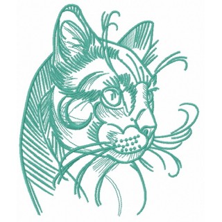 Home cat sketch embroidery design - Embroidery Design