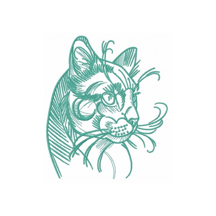 Home cat sketch embroidery design - Embroidery Design