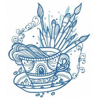 Cup with inspiration embroidery design - Embroidery Design