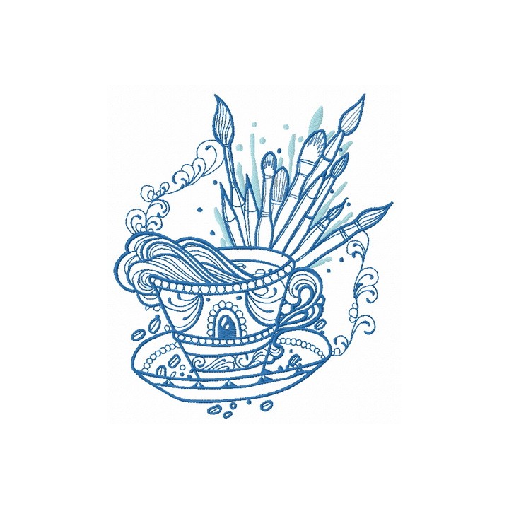 Cup with inspiration embroidery design - Embroidery Design