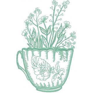 Summer vintage cup embroidery design - Embroidery Design
