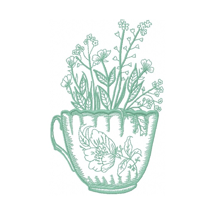 Summer vintage cup embroidery design - Embroidery Design